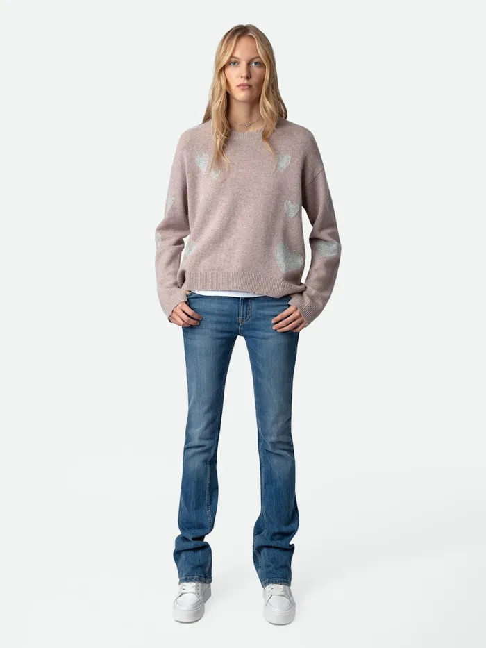 Women Zadig and Voltaire Sweaters and Cardigans Markus Heart Cashmere Sweater Primrose Women Zadig and Voltaire Sweaters and Cardigans Markus Heart Cashmere Sweater Primrose