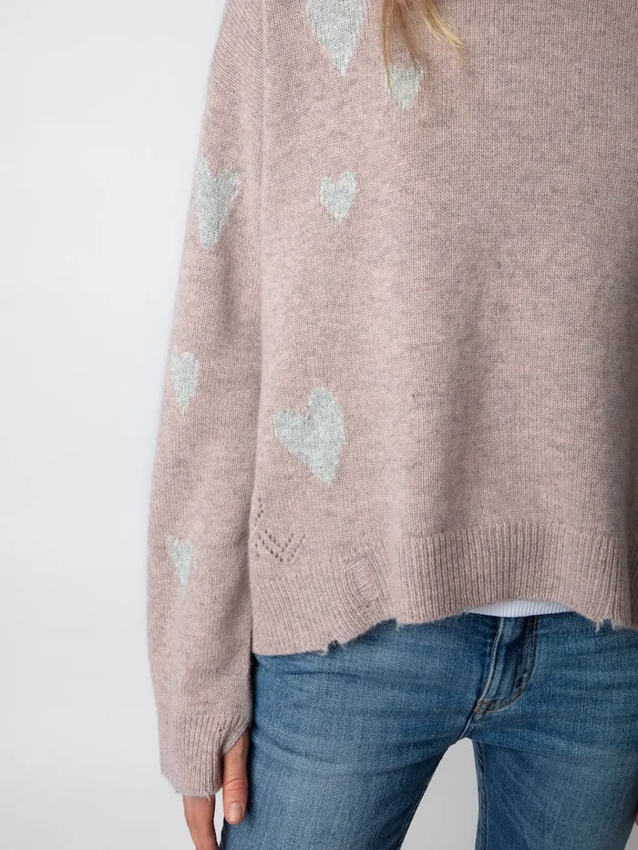 Women Zadig and Voltaire Sweaters and Cardigans Markus Heart Cashmere Sweater Primrose