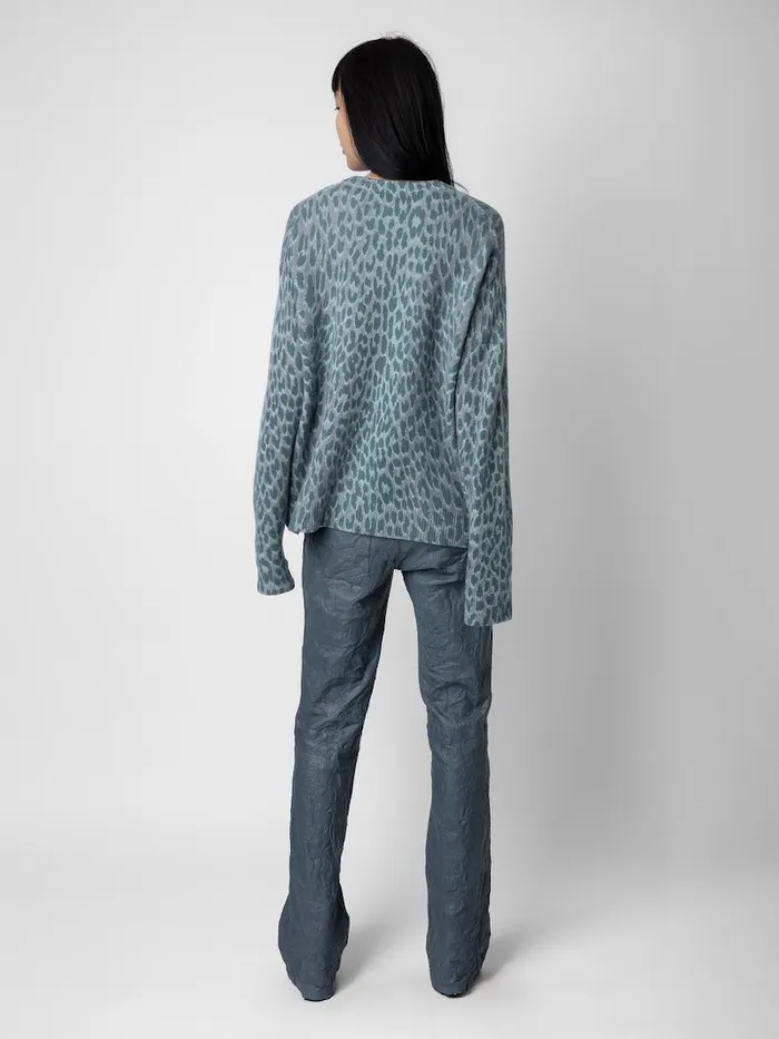 Women Zadig and Voltaire Sweaters and Cardigans Markus Leopard Cashmere Sweater Nuage