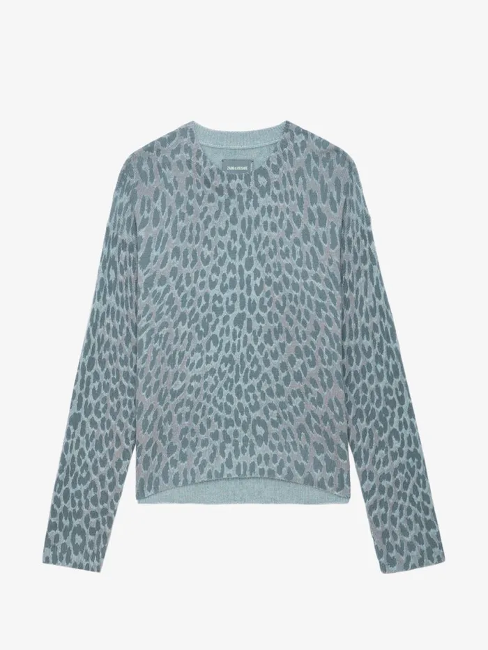 Women Zadig and Voltaire Sweaters and Cardigans Markus Leopard Cashmere Sweater Nuage