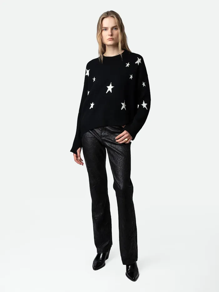 Women Zadig and Voltaire Sweaters and Cardigans Markus Stars Cashmere Sweater Black Women Zadig and Voltaire Sweaters and Cardigans Markus Stars Cashmere Sweater Black