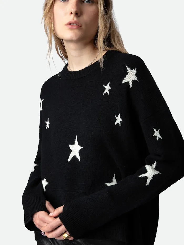 Women Zadig and Voltaire Sweaters and Cardigans Markus Stars Cashmere Sweater Black
