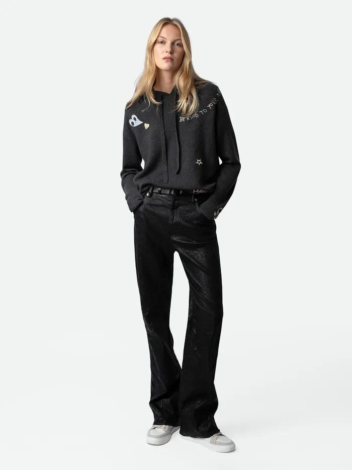 Women Zadig and Voltaire Sweaters and Cardigans Marky Cashmere Sweater Kaki Slate Women Zadig and Voltaire Sweaters and Cardigans Marky Cashmere Sweater Kaki Slate