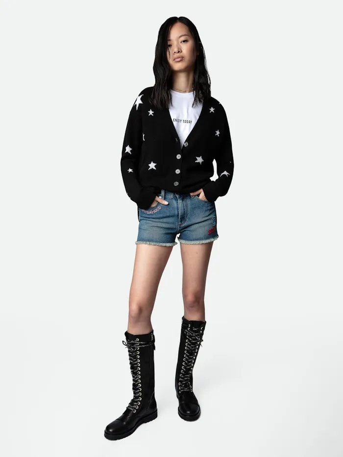Women Zadig and Voltaire Sweaters and Cardigans Mirka Stars Cardigan Cashmere Black Women Zadig and Voltaire Sweaters and Cardigans Mirka Stars Cardigan Cashmere Black
