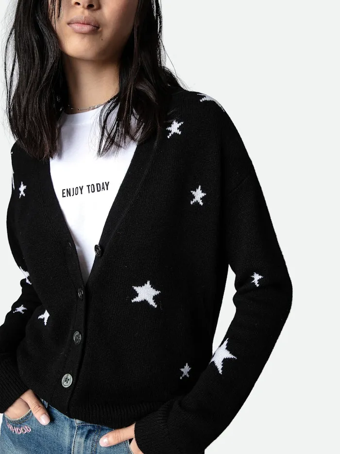 Women Zadig and Voltaire Sweaters and Cardigans Mirka Stars Cardigan Cashmere Black