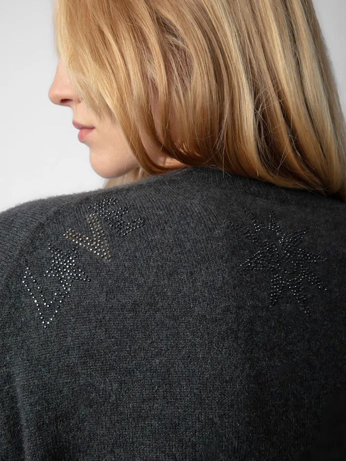 Women Zadig and Voltaire Sweaters and Cardigans Pravis Cashmere Diamant Sweater Kaki Slate