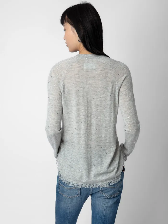 Women Zadig and Voltaire Sweaters and Cardigans Riviera Cashmere Sweater Gris Chine Clair