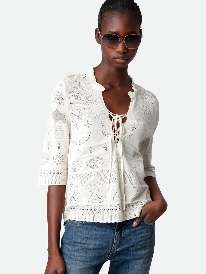 Women Zadig and Voltaire Sweaters and Cardigans Taho Sweater Ecru