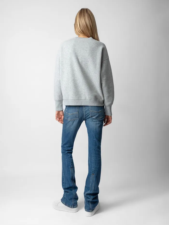 Women Zadig and Voltaire Sweatshirts Oscar Je Taime Sweatshirt Gris Chine Clair