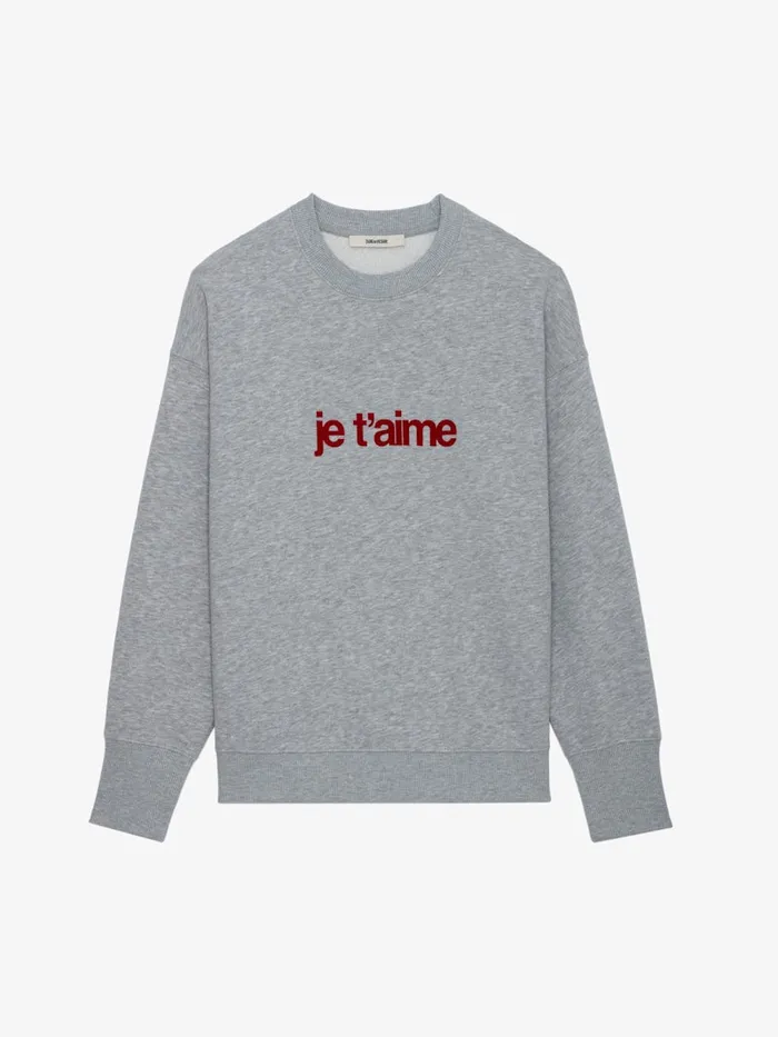 Women Zadig and Voltaire Sweatshirts Oscar Je Taime Sweatshirt Gris Chine Clair