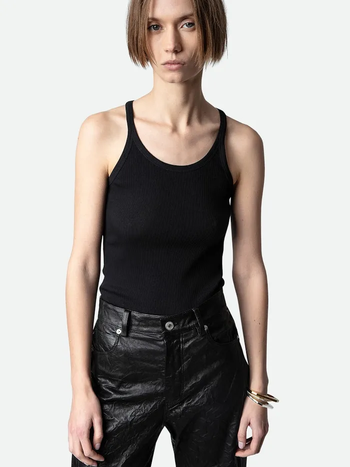 Women Zadig and Voltaire TShirts Alba Tank Top Black
