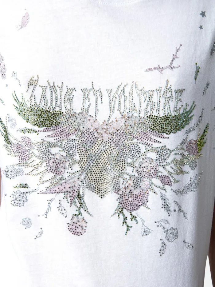 Women Zadig and Voltaire TShirts Ccilia Concert Diamant Tank Top White
