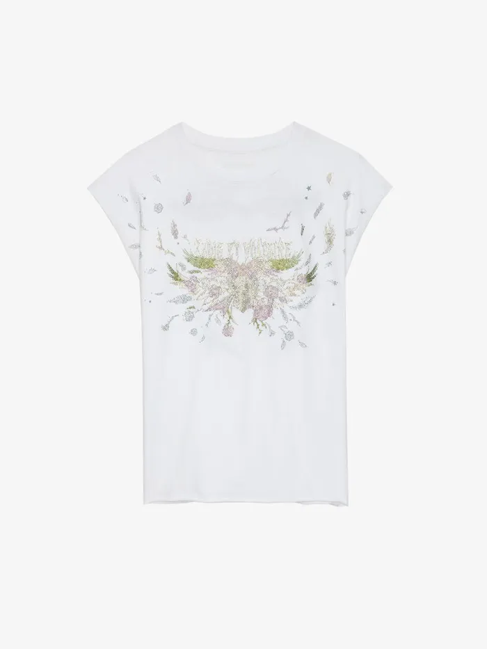 Women Zadig and Voltaire TShirts Ccilia Concert Diamant Tank Top White