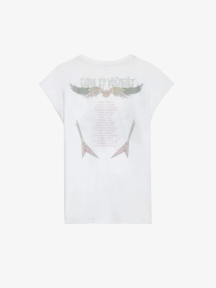 Women Zadig and Voltaire TShirts Ccilia Concert Diamant Tank Top White