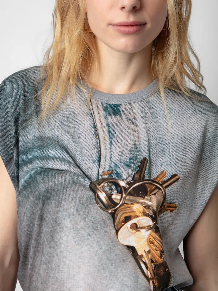Women Zadig and Voltaire TShirts Cecilia Tshirt Carbone