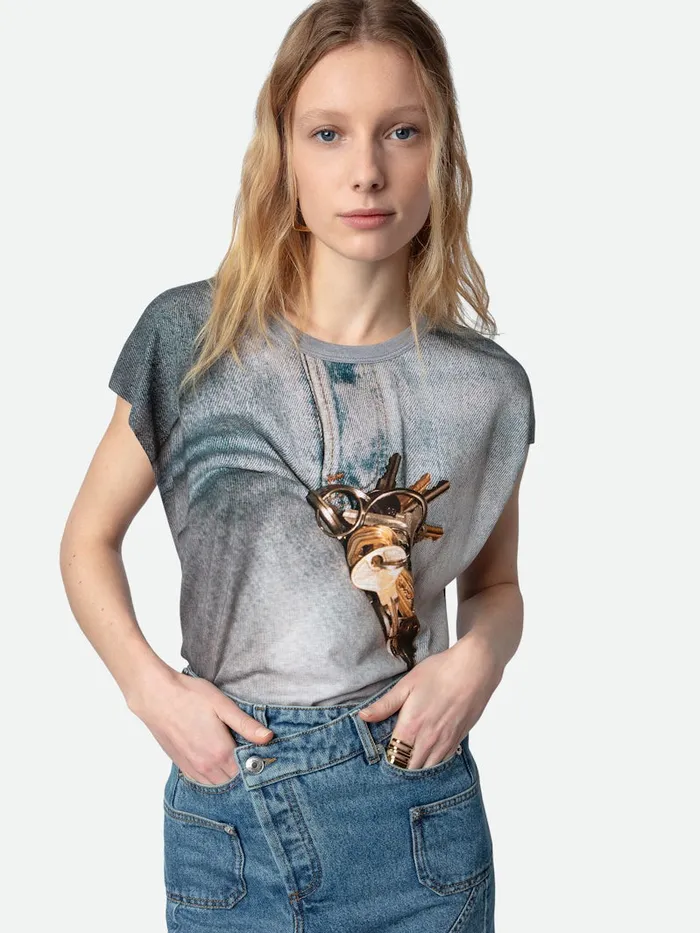 Women Zadig and Voltaire TShirts Cecilia Tshirt Carbone