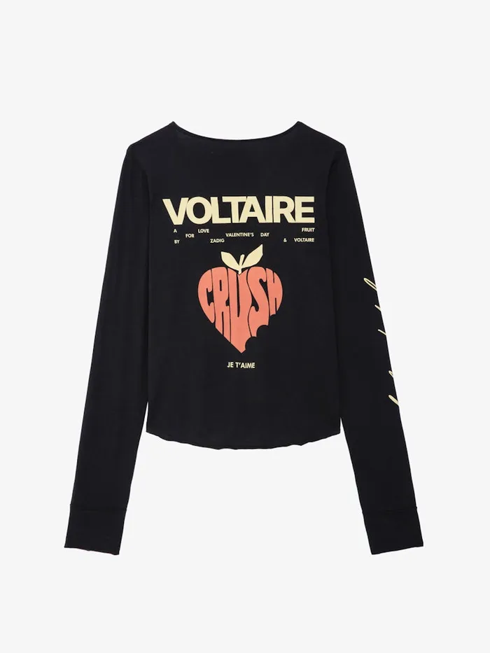 Women Zadig and Voltaire TShirts Crop Concert Crush Henley Top Black