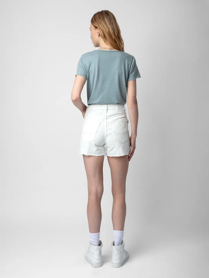 Women Zadig and Voltaire TShirts Diamant Henley Tshirt Glacier