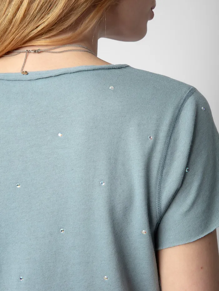 Women Zadig and Voltaire TShirts Diamant Henley Tshirt Glacier