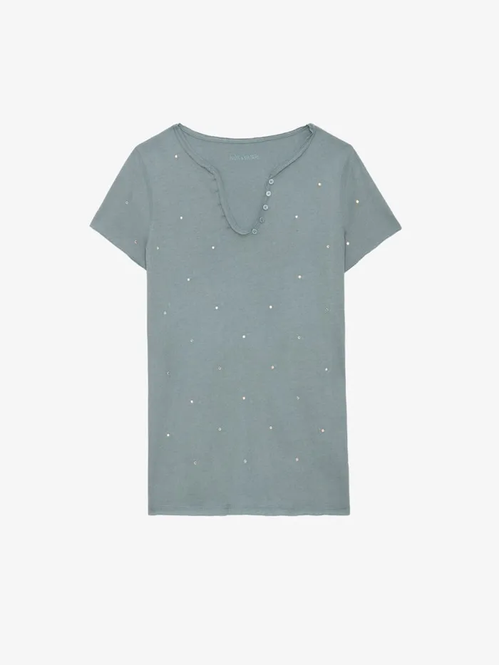 Women Zadig and Voltaire TShirts Diamant Henley Tshirt Glacier
