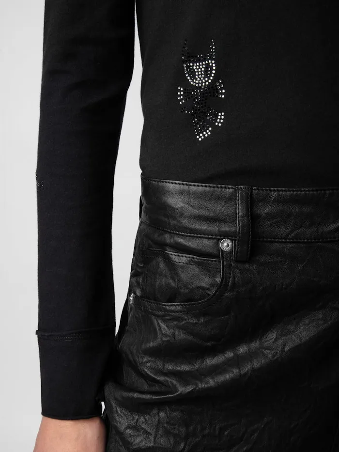 Women Zadig and Voltaire TShirts Diamant Henley Top Black