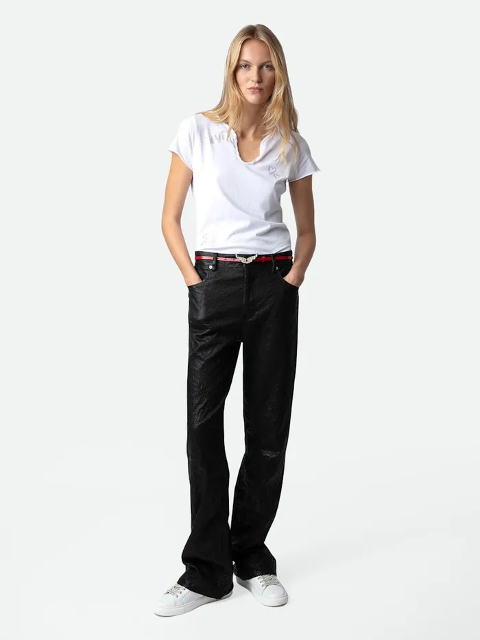 Women Zadig and Voltaire TShirts Diamant Henley Top White