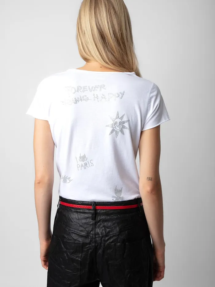 Women Zadig and Voltaire TShirts Diamant Henley Top White