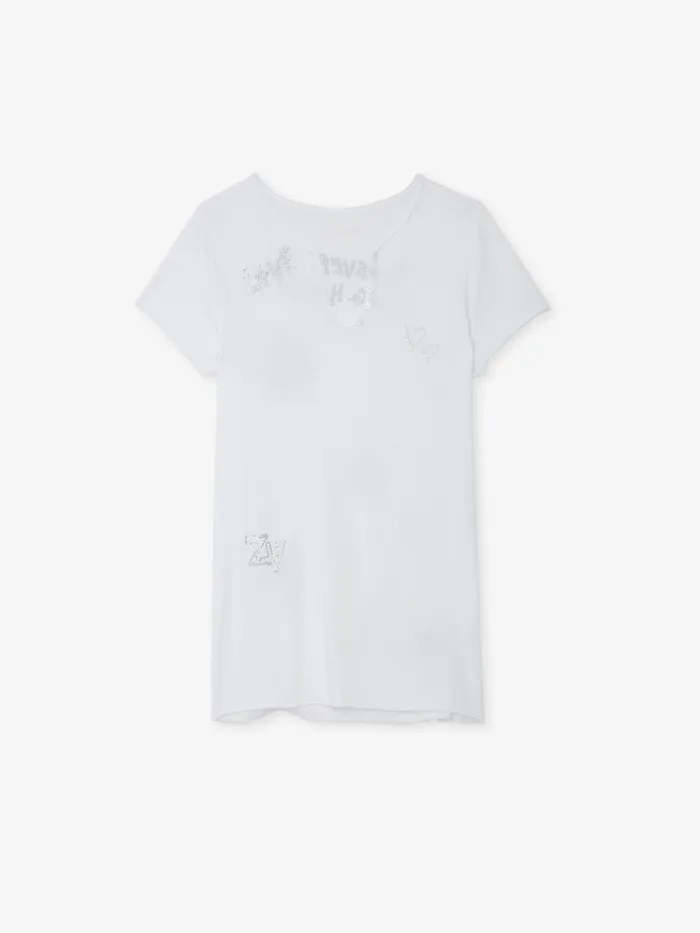 Women Zadig and Voltaire TShirts Diamant Henley Top White