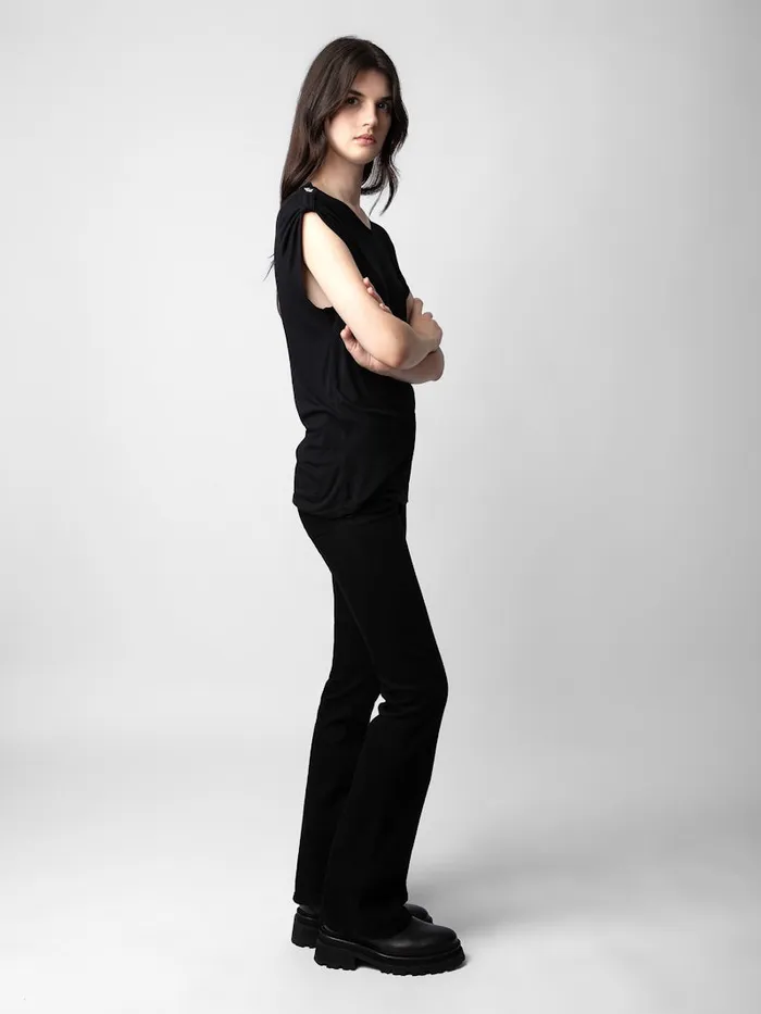 Women Zadig and Voltaire TShirts Donate Jewellery Tshirt Black