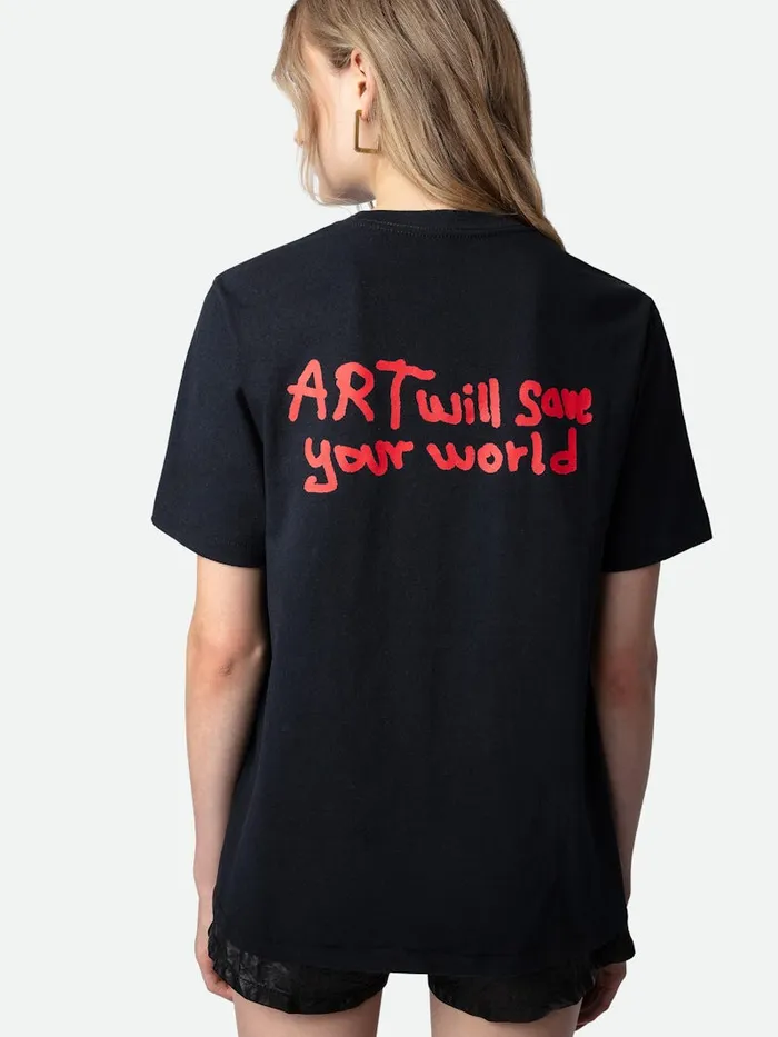 Women Zadig and Voltaire TShirts Edwin Devil Diamant Tshirt Black