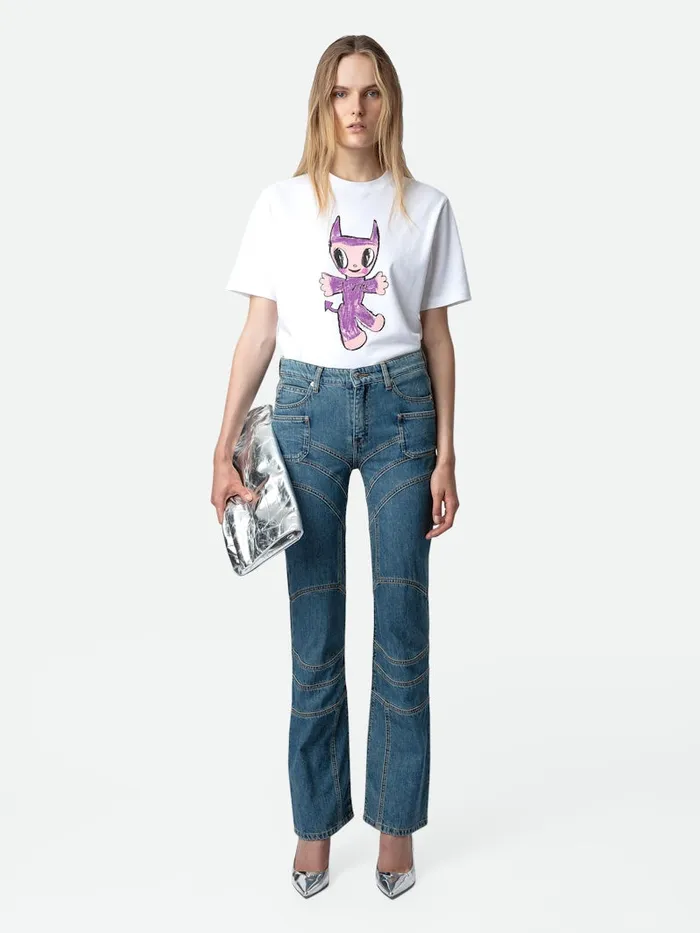 Women Zadig and Voltaire TShirts Edwin Devil Tshirt White