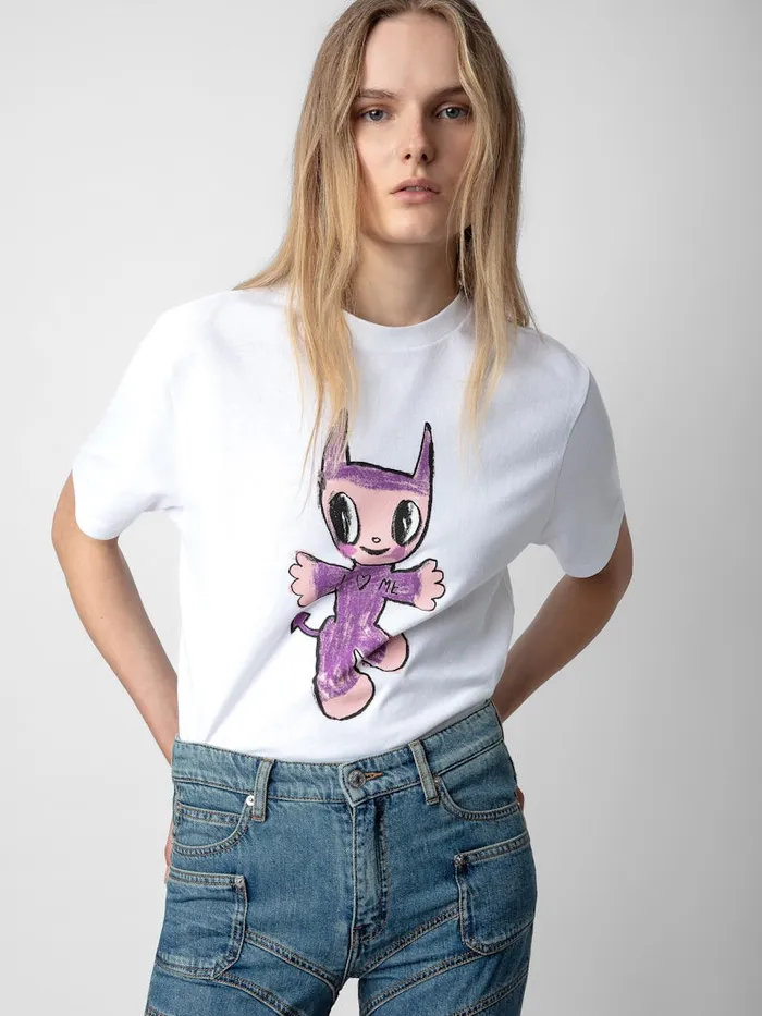 Women Zadig and Voltaire TShirts Edwin Devil Tshirt White