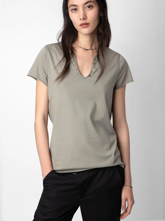 Women Zadig and Voltaire TShirts Insignia Henley Tshirt Trellis