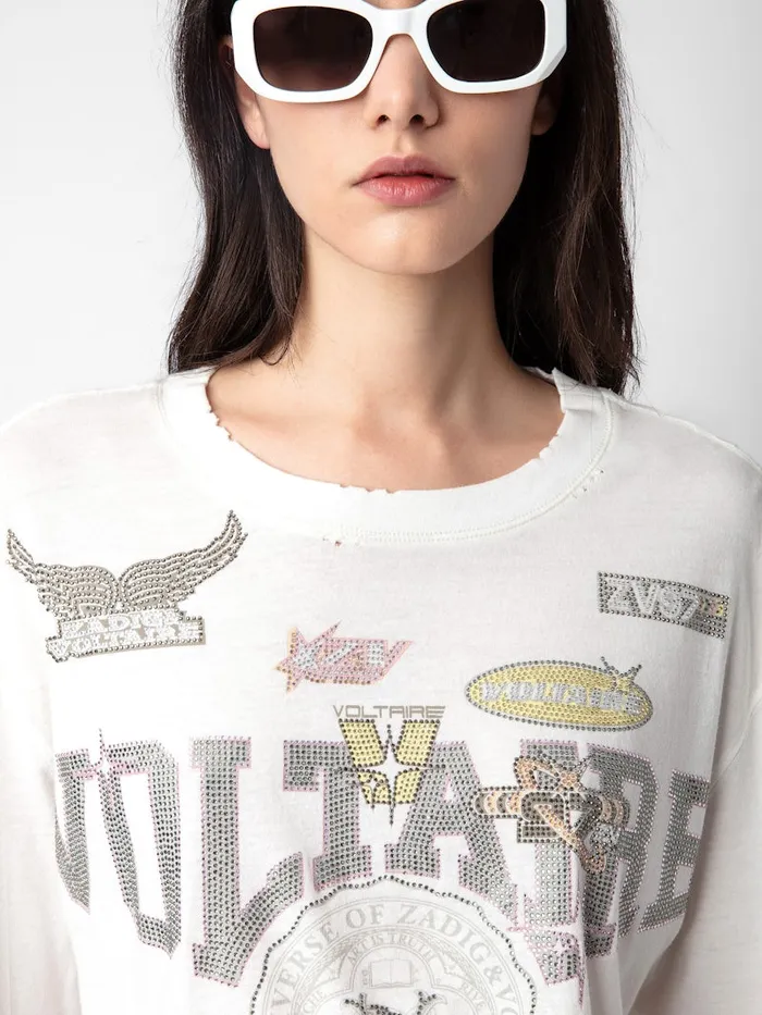 Women Zadig and Voltaire TShirts Iona Voltaire Diamant Tshirt Judo