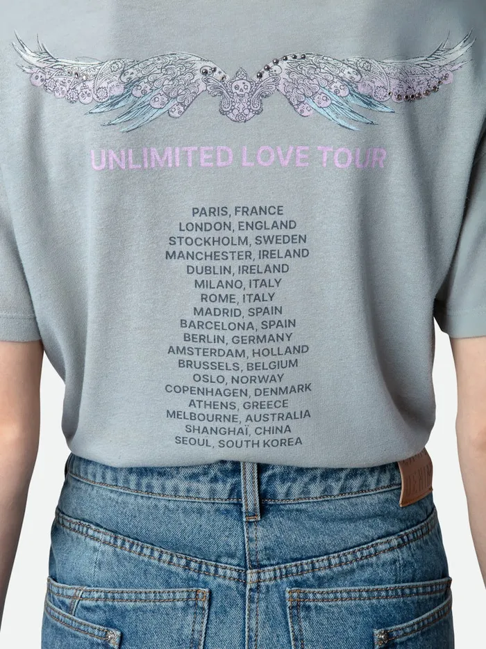 Women Zadig and Voltaire TShirts Marta Concert Diamant Tshirt Oyster