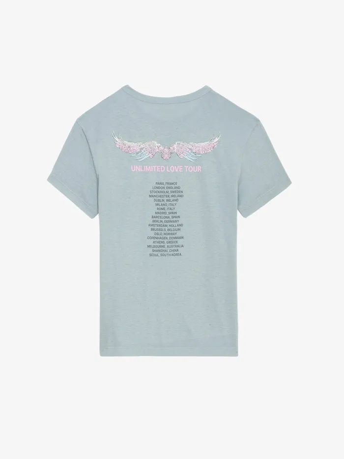Women Zadig and Voltaire TShirts Marta Concert Diamant Tshirt Oyster