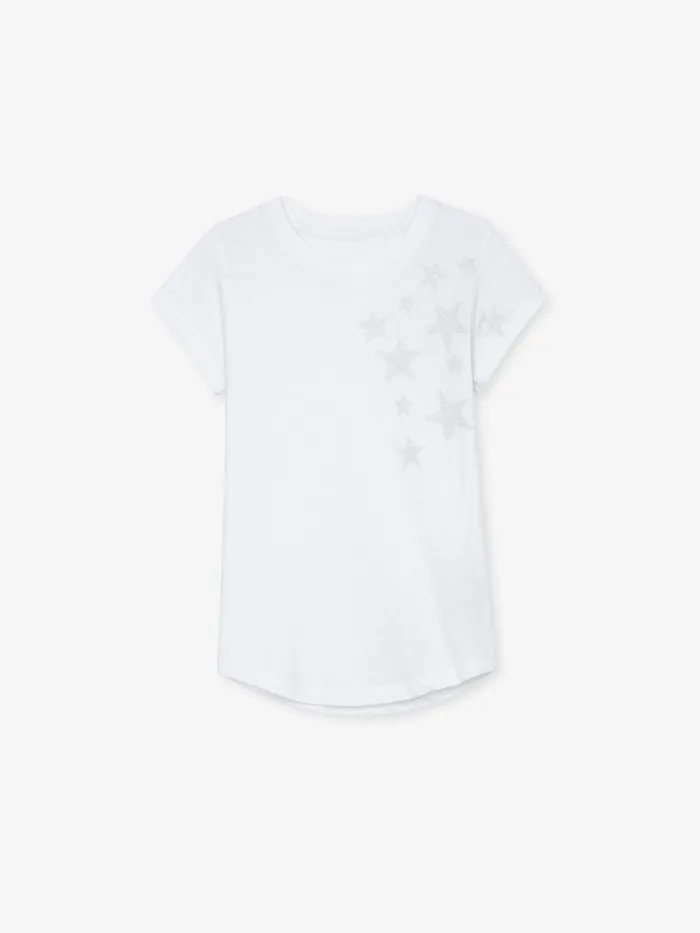 Women Zadig and Voltaire TShirts Skinny Stars Diamant TShirt White