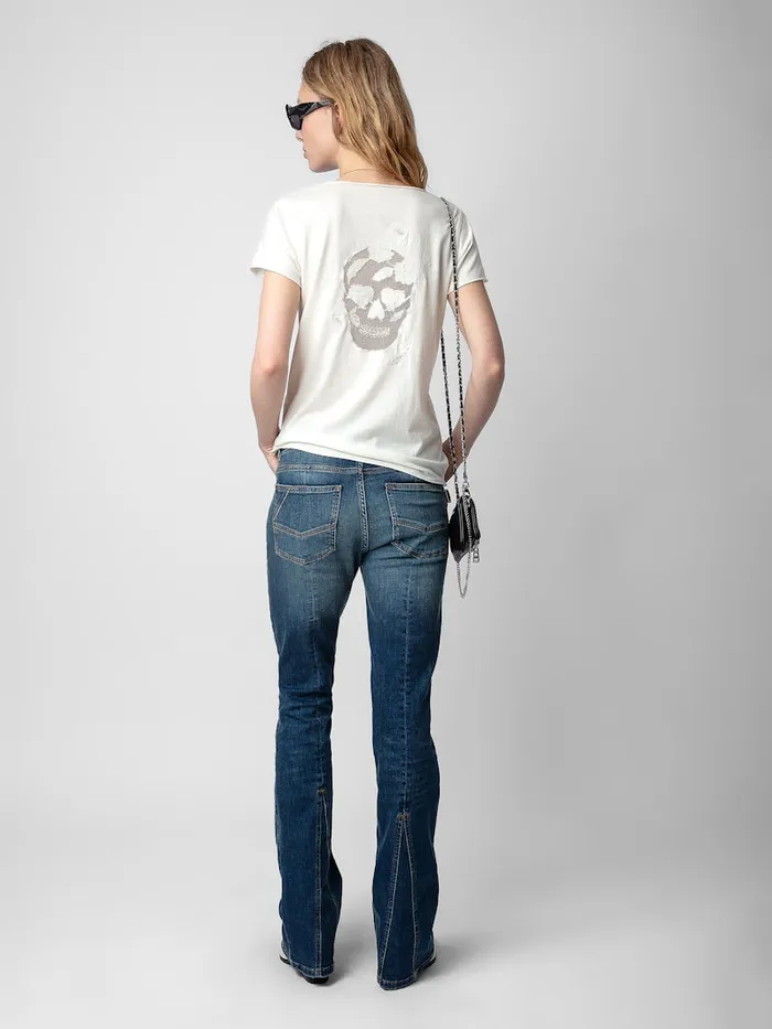 Women Zadig and Voltaire TShirts Skull Fishnet Tunisien Judo