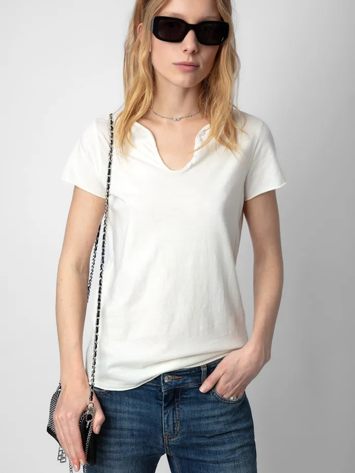 Women Zadig and Voltaire TShirts Skull Fishnet Tunisien Judo