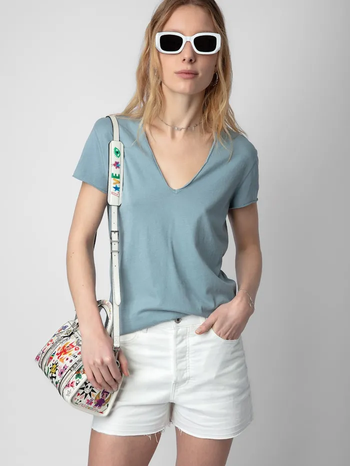 Women Zadig and Voltaire TShirts Story Fishnet Tshirt Glacier