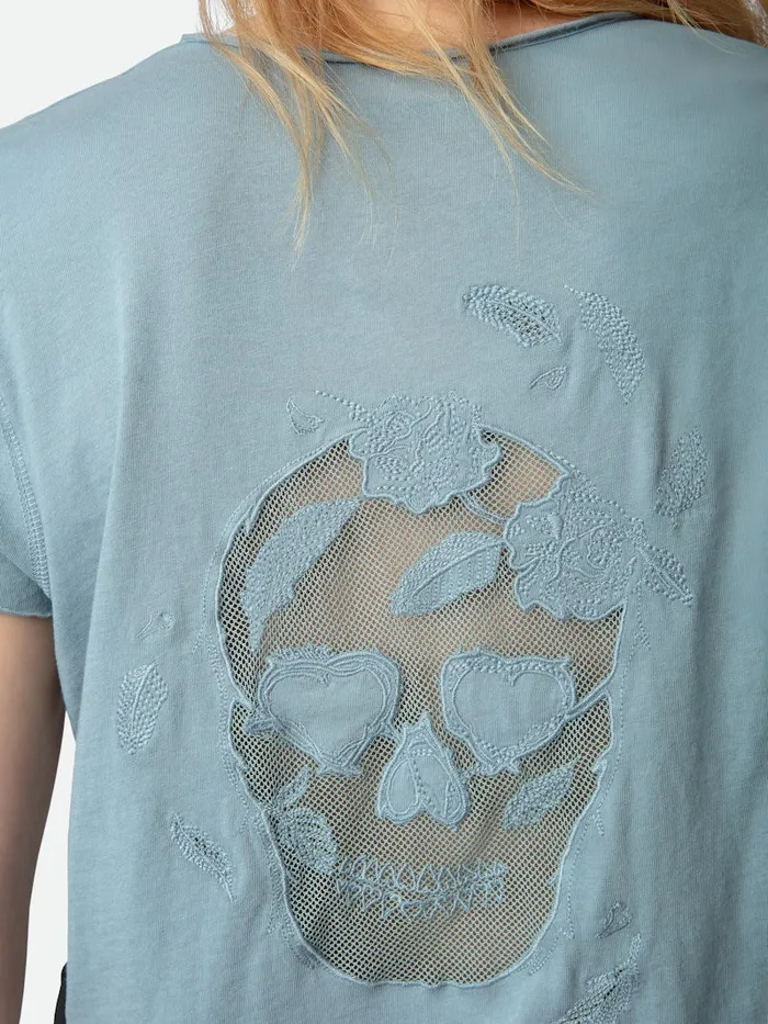 Women Zadig and Voltaire TShirts Story Fishnet Tshirt Glacier