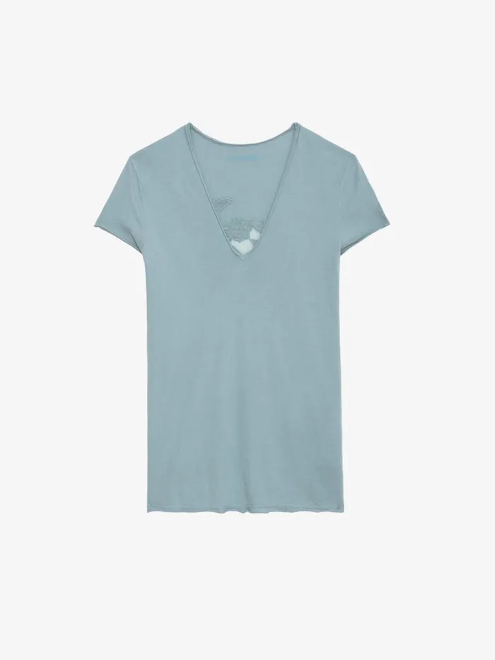 Women Zadig and Voltaire TShirts Story Fishnet Tshirt Glacier