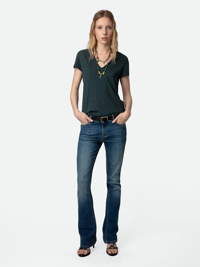 Women Zadig and Voltaire TShirts Story Fishnet Tshirt Nori
