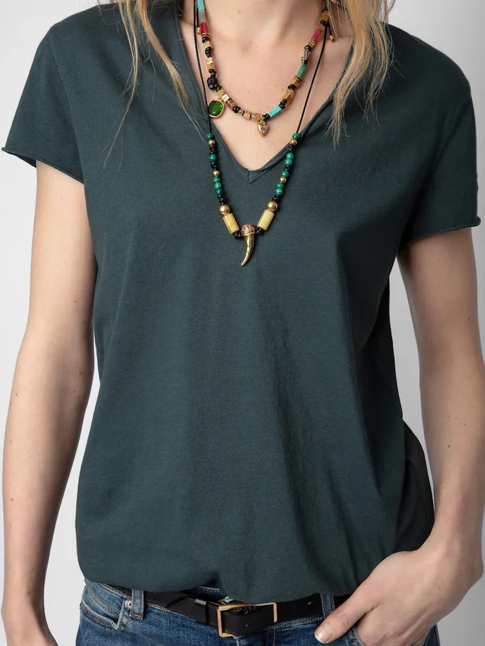 Women Zadig and Voltaire TShirts Story Fishnet Tshirt Nori