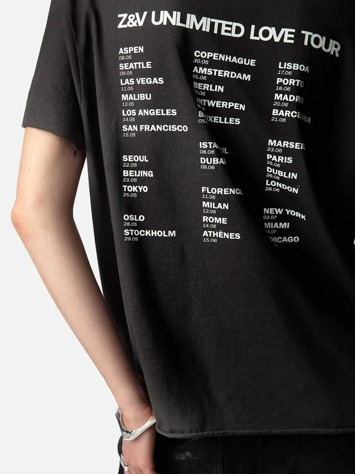 Women Zadig and Voltaire TShirts Tommer Concert Crush Diamant Tshirt Carbone