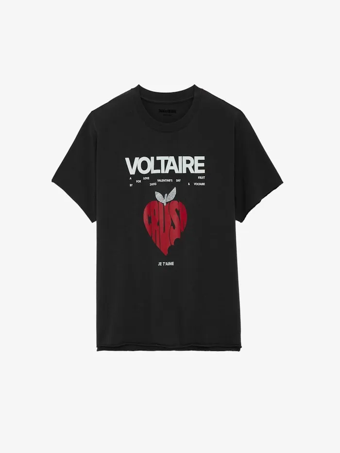 Women Zadig and Voltaire TShirts Tommer Concert Crush Diamant Tshirt Carbone