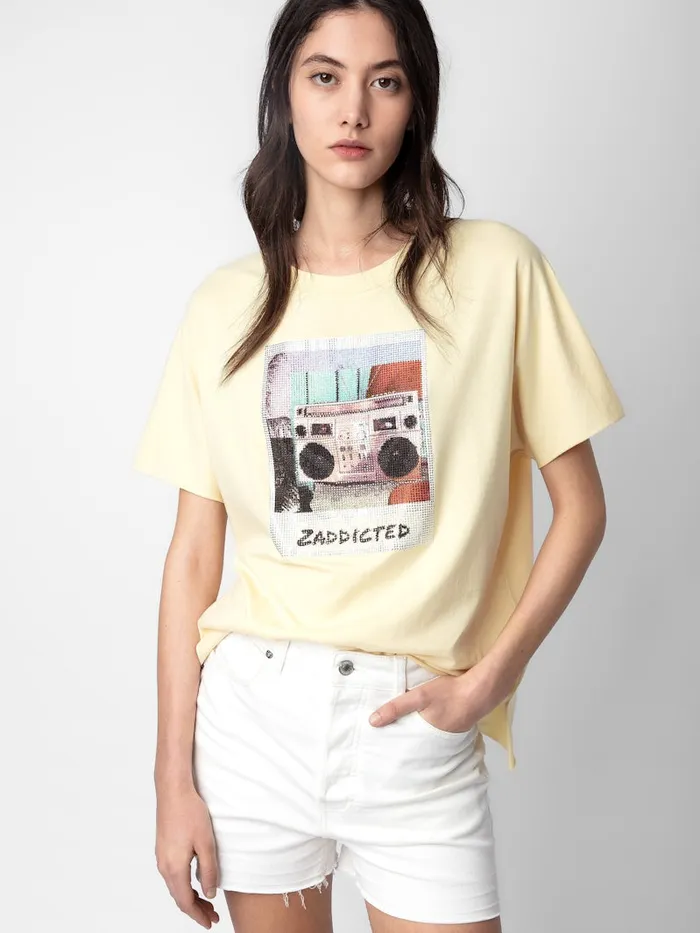 Women Zadig and Voltaire TShirts Tommer Diamant Photoprint Tshirt Shea