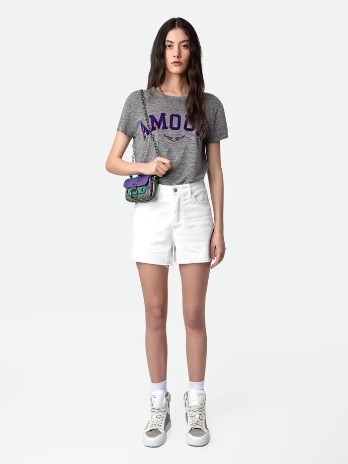 Women Zadig and Voltaire TShirts Walk Amour Tshirt Gris Chine
