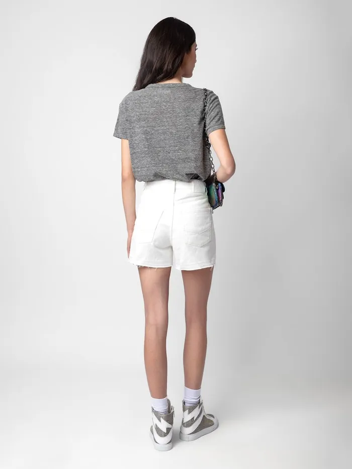 Women Zadig and Voltaire TShirts Walk Amour Tshirt Gris Chine