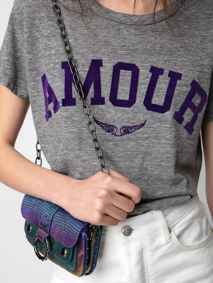 Women Zadig and Voltaire TShirts Walk Amour Tshirt Gris Chine